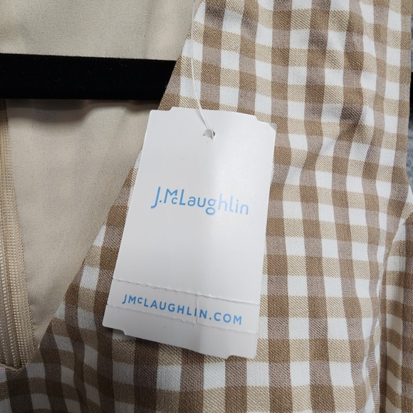 J. McLaughlin Paulson Dress Womens 4 Cuban Sand White Gingham Stretch NEW w/ Tag - Picture 10 of 14